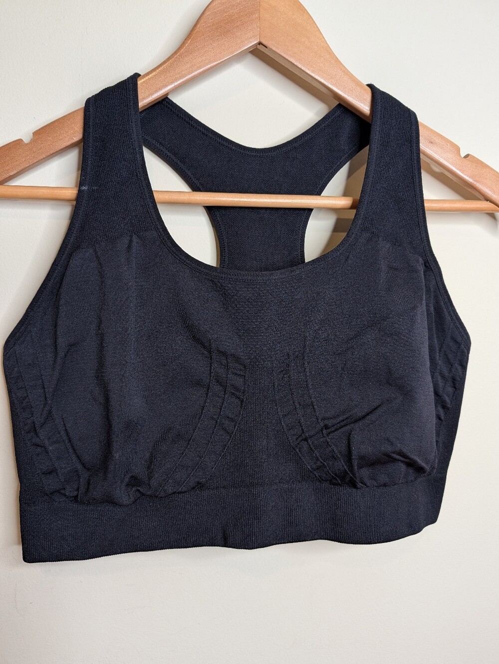 Truekind Racerback Sports Bra Black Seamless Medium Support Size XL
